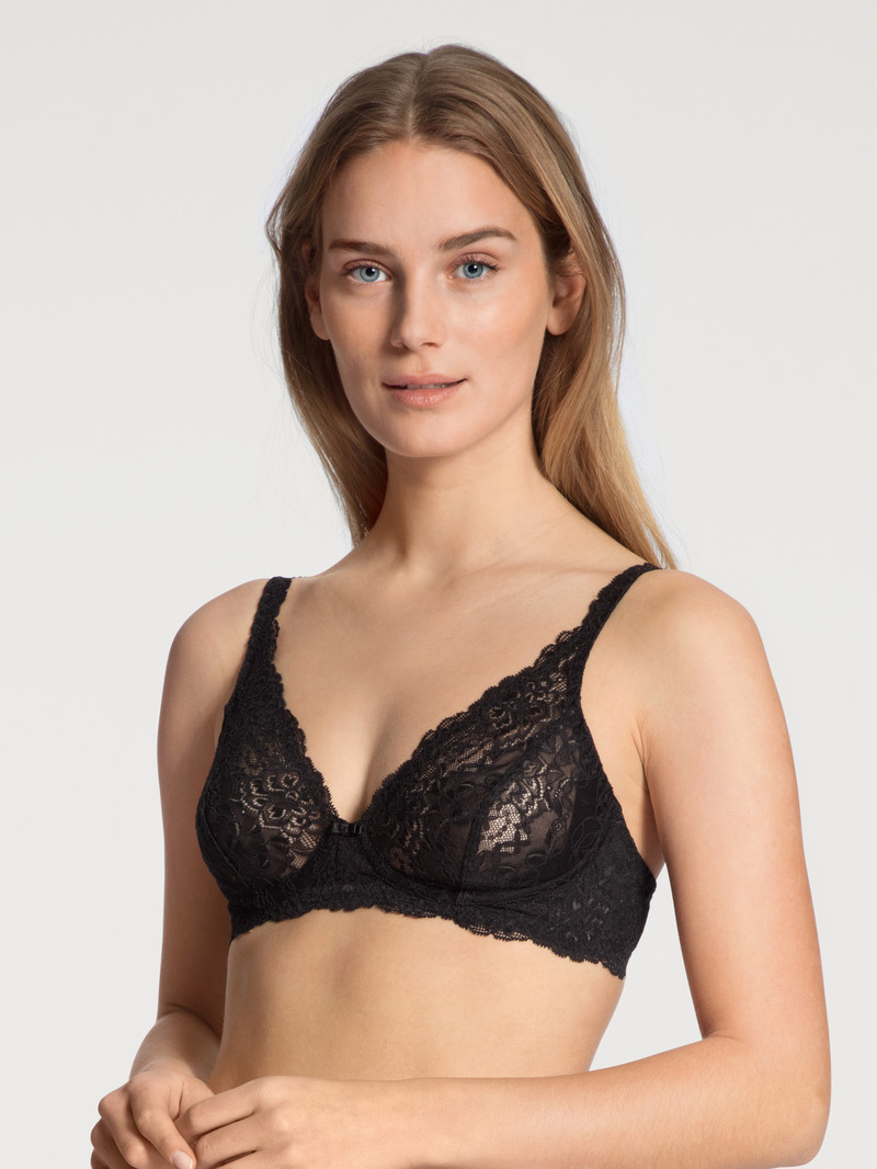 Women Calida Sensual Secrets Soft Non-wired Bra Underwear Schwarz | 012387-LHK