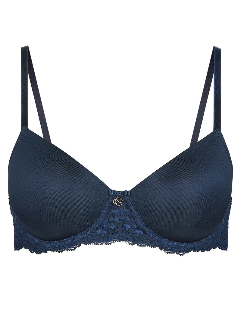 Women Calida Sensual Secrets Underwired T-shirt Bra With Padding Underwear Peacoat Blue | 713892-VAI