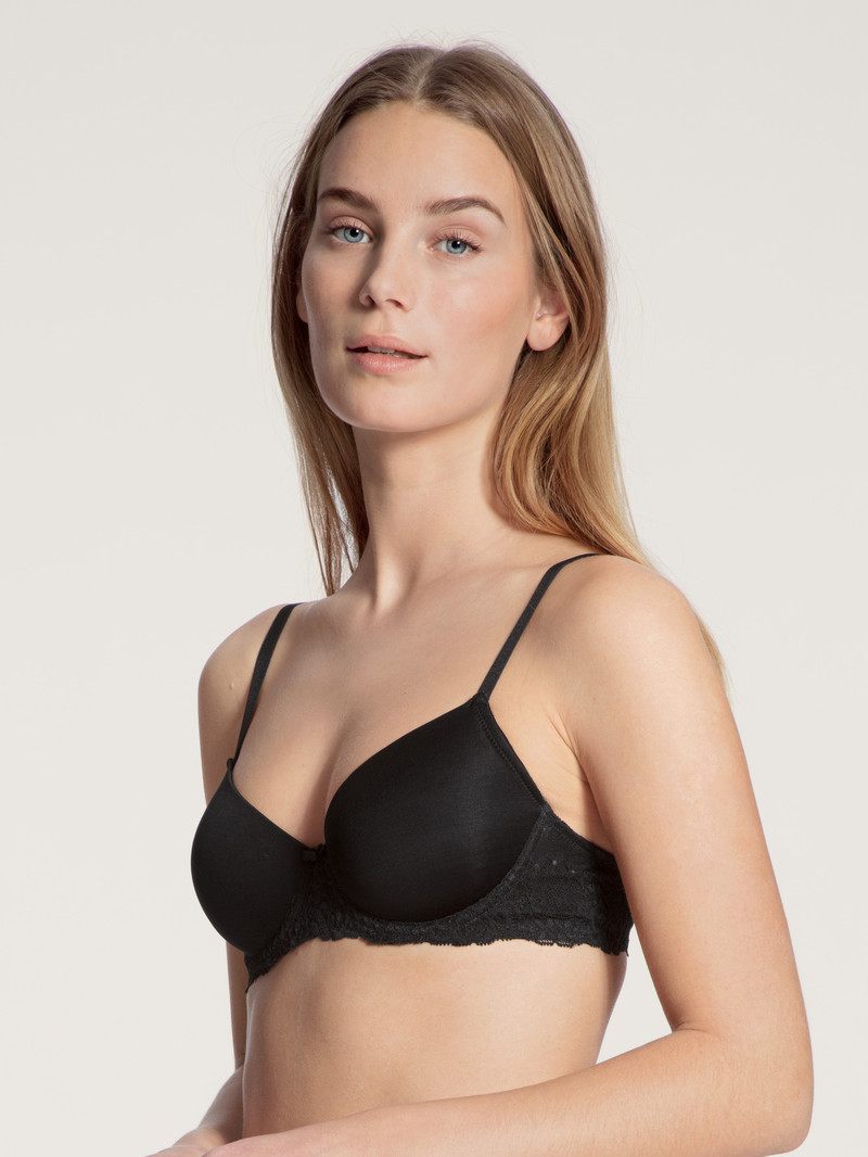 Women Calida Sensual Secrets Underwired T-shirt Bra With Padding Underwear Schwarz | 783420-NDK