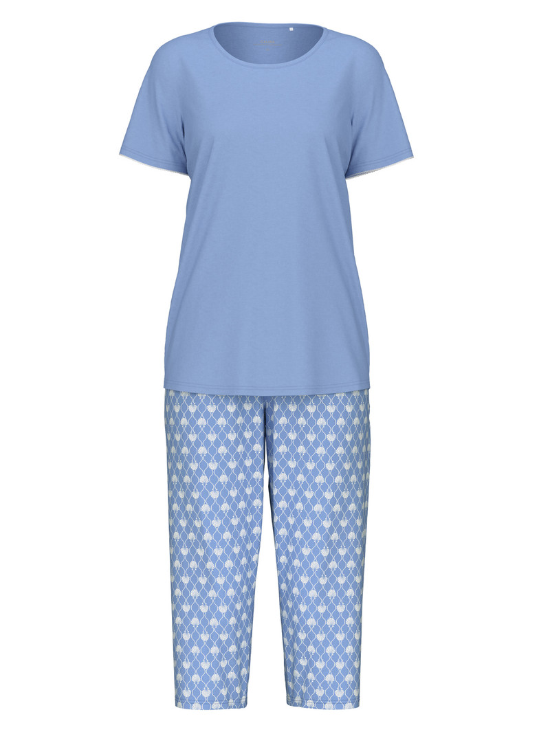 Women Calida Shell Nights 3/4 Pyjamas Sleepwear Hydrangea Blue | 826750-HIW