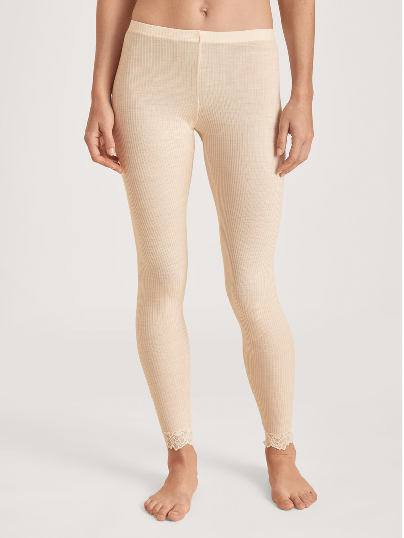 Women Calida Silky Wool Joy Leggings Underwear Light Macadamia | 472635-FLG