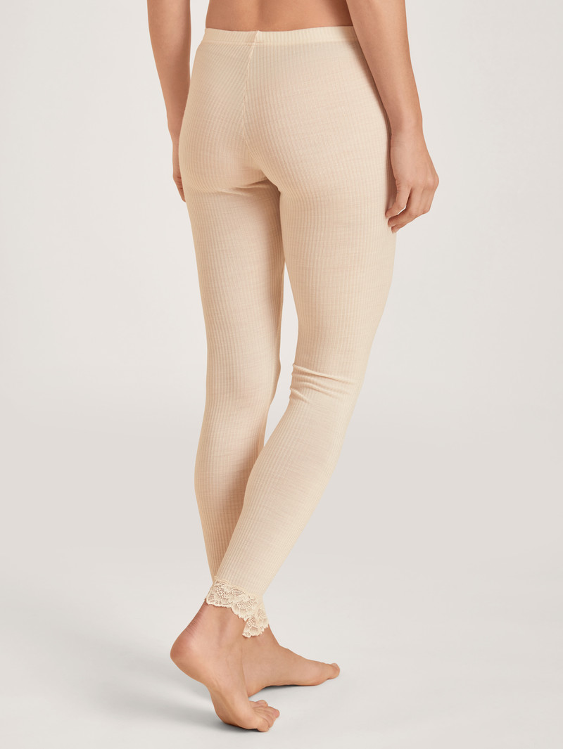 Women Calida Silky Wool Joy Leggings Underwear Light Macadamia | 472635-FLG