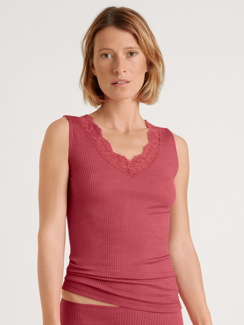 Women Calida Silky Wool Joy Tank Top Underwear Pomegranate Red | 402796-ZJE