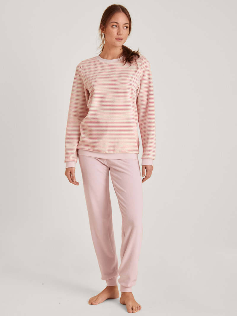 Women Calida Soft Dreams Terry Pyjama With Cuff Sleepwear Peach Rose | 815736-GWM