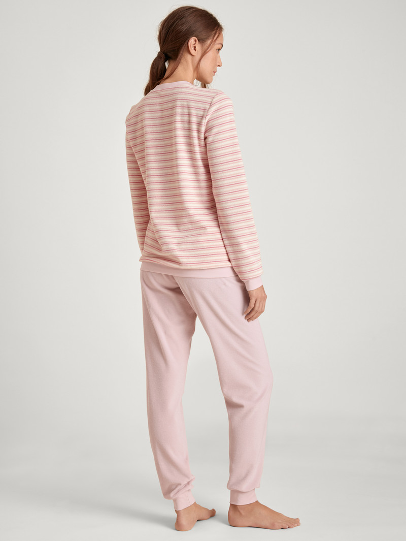 Women Calida Soft Dreams Terry Pyjama With Cuff Sleepwear Peach Rose | 815736-GWM