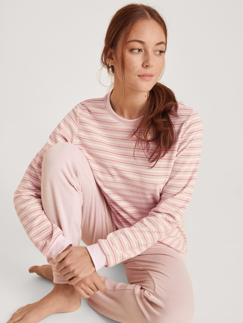 Women Calida Soft Dreams Terry Pyjama With Cuff Sleepwear Peach Rose | 815736-GWM