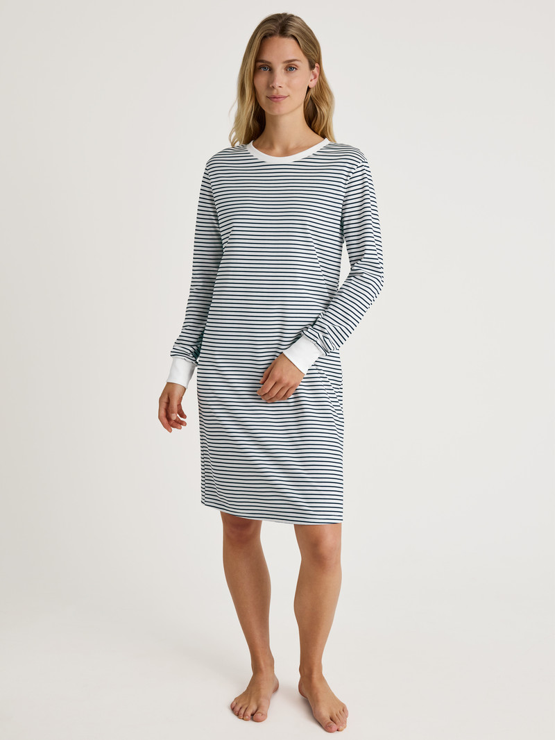 Women Calida Special Long-sleeved Nightdress, Length 100 Cm Sleepwear Peacoat Blue | 102579-ZYN