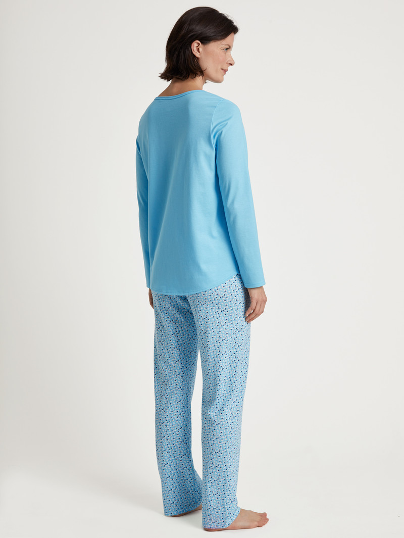 Women Calida Special Pyjama Sleepwear Blue Topaz | 479230-MSA