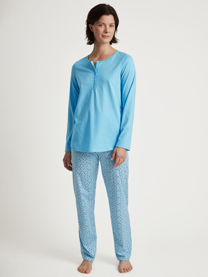 Women Calida Special Pyjama Sleepwear Blue Topaz | 479230-MSA