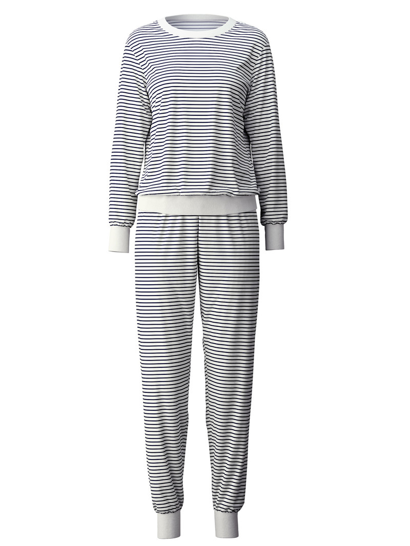 Women Calida Special Pyjama With Cuff Sleepwear Peacoat Blue | 309652-NLR