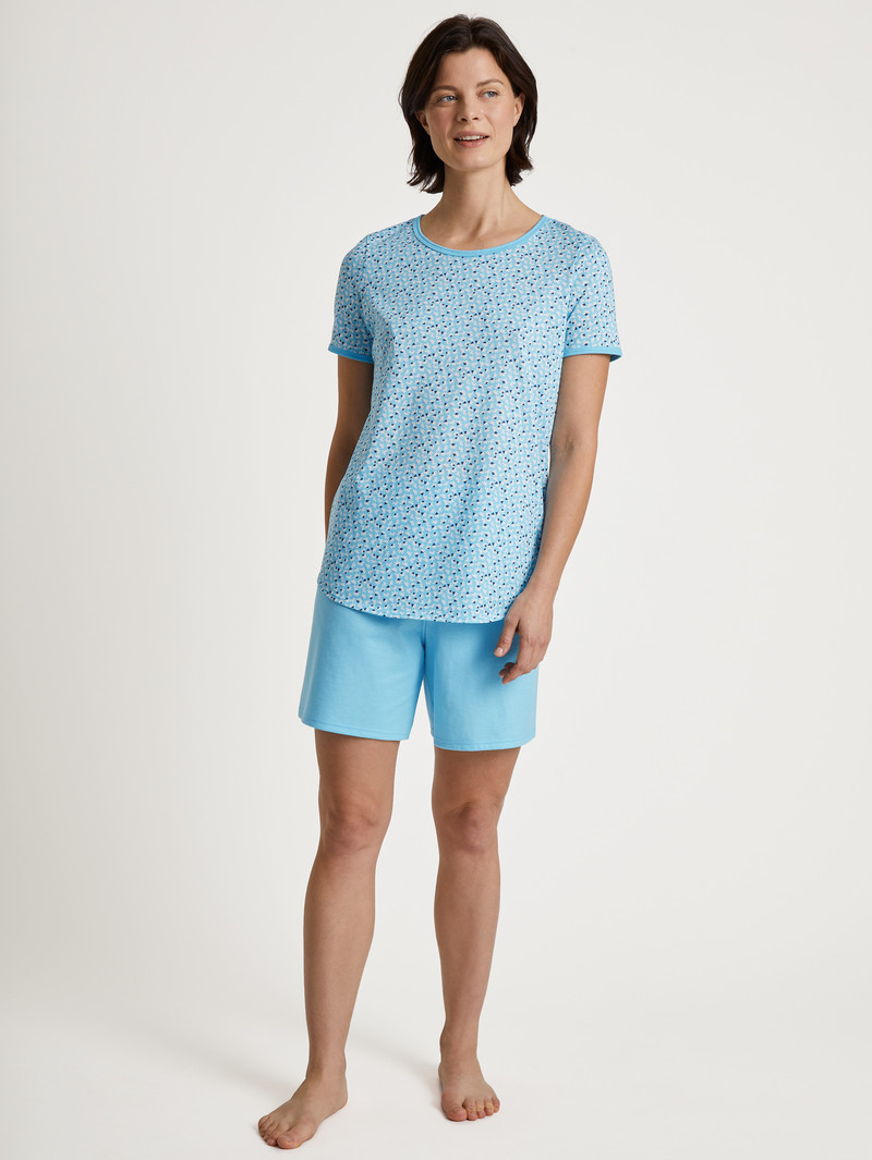 Women Calida Special Short Pyjama Sleepwear Blue Topaz | 781943-PMW