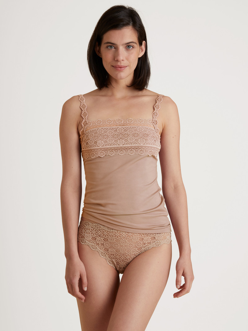 Women Calida Special Spaghetti Top Underwear Soft Nude | 583740-WSH