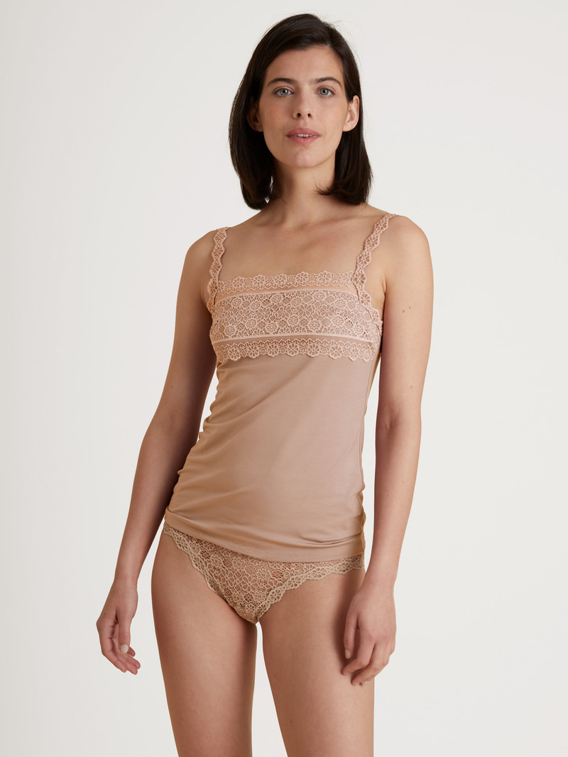 Women Calida Special Spaghetti Top Underwear Soft Nude | 583740-WSH