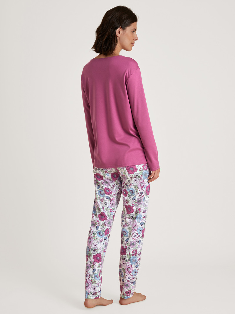 Women Calida Spring Flower Dreams Pyjama Sleepwear Red Violet | 820467-TMW