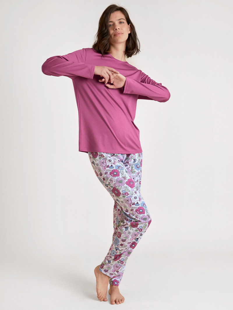 Women Calida Spring Flower Dreams Pyjama Sleepwear Red Violet | 820467-TMW