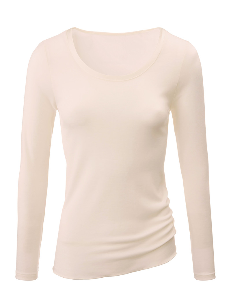 Women Calida True Confidence Shirt Long Sleeve Underwear Light Ivory | 943817-BHL