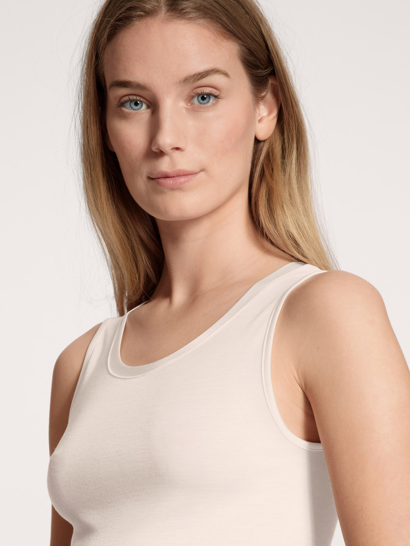 Women Calida True Confidence Tank Top Underwear Light Ivory | 708269-UYJ