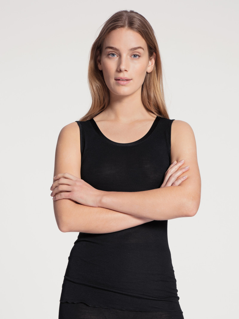 Women Calida True Confidence Tank Top Underwear Ws Schwarz | 609241-PRB